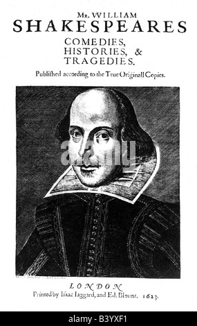 Shakespeare, William, aprile 1564 - 23.4.1616, autore/scrittore inglese, ritratto, pagina del titolo di edizione di opere complete, 17th secolo , Foto Stock