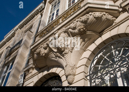 Art Nouveau caratteristiche sulle abitazioni residenziali a Bruxelles Belgio Foto Stock