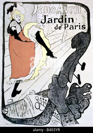 Belle arti - Toulouse-Lautrec Henri de (1864 - 1901), un poster per Jardin de Paris, con la ballerina Jane Avril 1893 del XIX secolo, ADV Foto Stock