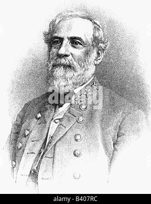 Lee, Robert E., 17.1.1807 - 12 10.1870, Generale Americano, comandante supremo dell'esercito confederato 1864 - 1865, ritratto, incisione in legno, 19th secolo, , Foto Stock