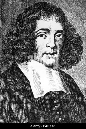 Spinoza, Benedictus (Baruk) de, 24.11.1632 - 21.2.1677, filosofo olandese, ritratto, dopo contemporanea incisione su rame, artista del diritto d'autore non deve essere cancellata Foto Stock