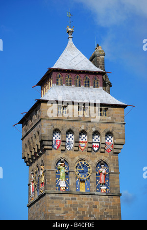 Clock Tower, Castello di Cardiff, Cardiff Wales, Regno Unito Foto Stock