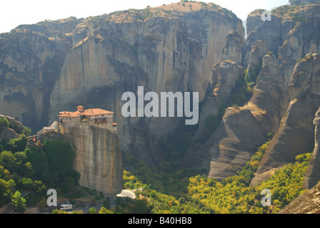 Monastero Roussanou, Meteora, Kalampaka, Trikala, Tessaglia, Grecia Foto Stock