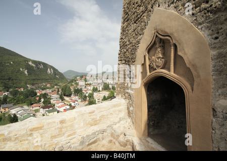 Ingresso al castello di Jajce, Bosnia Erzegovina Foto Stock