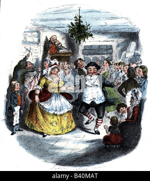 Dickens, Charles, 7.2.1812 - 9.7.1878, autore/scrittore britannico, opere, 'a Christmas Carol', 1843, scena, illustrazione di John Leech, Foto Stock