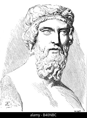 Platone, 427 a.C. - 347 a.C., filosofo greco, ritratto, incisione dopo busto antico, 19th sec.,