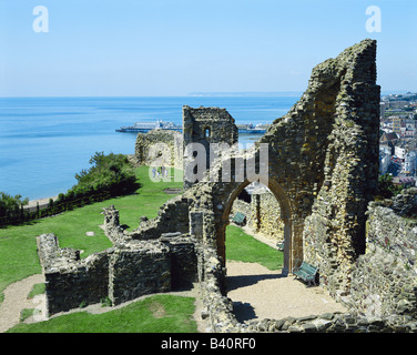 Hastings rovine del castello, East Sussex, England, Regno Unito, GB Foto Stock