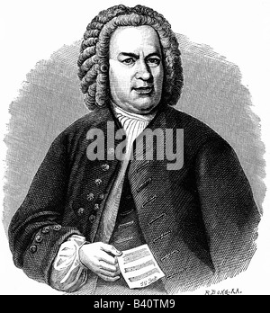 Bach, Johann Sebastian, 21.3.1685 - 28.7.1750, musicista tedesco, compositore, mezza lunghezza, incisione, 19th secolo, dopo la pittura di Elias Gottlob Haußmann, Foto Stock