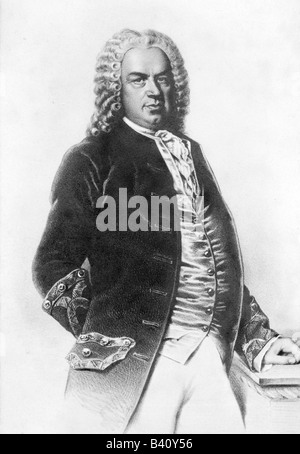 Bach, Johann Sebastian 21.3.1685 - 28.7.1750, compositore tedesco, mezza lunghezza, litografia 19th secolo, dopo immagine contemporanea del 18th secolo, Foto Stock