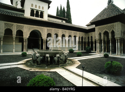 Geografia / viaggio, Spagna, Granada, Alhambra, cortile del leone, vista parziale, UNESCO, Patrimonio dell'Umanità, , Foto Stock