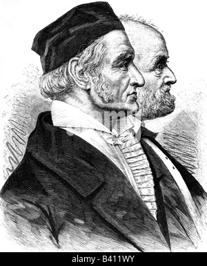 Gauss, Carl Friedrich, 30.4.1777 - 23.2.1855, matematico tedesco, scienziato, ritratto, Wilhelm Eduard Weber (24.10.1804 - 23.6.1891), incisione, 19th secolo, Foto Stock