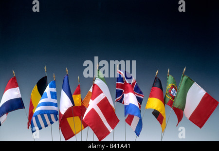 Bandiere europee dell'Unione europea membri UE Foto Stock