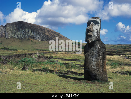 Moais di Ahu Akivi Ahu terrestre sul Patrimonio Mondiale UNESCO dell'isola di pasqua Cile Foto Stock