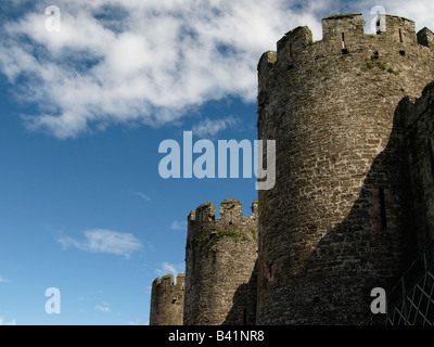 Conwy Castle Towers, da re Edoardo 1a circa 1283. Conwy, Galles del Nord, Regno Unito Foto Stock