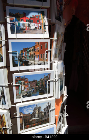 Cartoline di Burano Venezia Italia Foto Stock