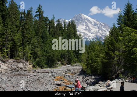 Mount Rainier e il Parco Nazionale di Washington WA Foto Stock