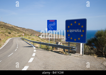 Il francese e il confine spagnolo in Costa Brava Shot Settembre 2008 Foto Stock