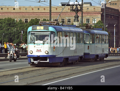 In Tram in Riga, Lettonia Foto Stock