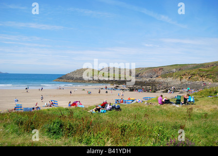 Whitesands Beach, il Whitesands Bay, Il Pembrokeshire Coast National Park, Pembrokeshire, Wales, Regno Unito Foto Stock