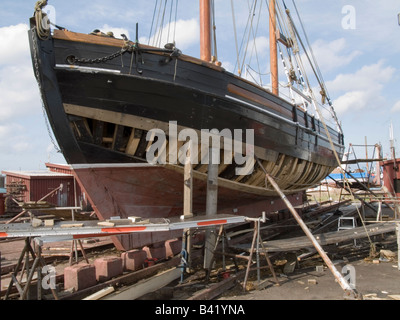 Taglierina Vintage sotto una riparazione su un cantiere in Gilleleje. Foto Stock