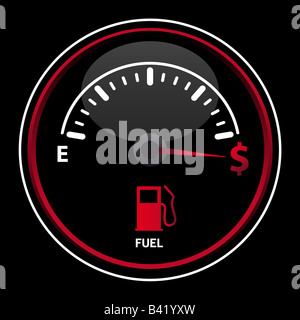 Indicatore di livello del carburante mostra il prezzo del gas in dollari Foto Stock