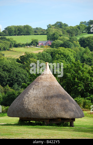 Roundhouses, Castell Henlly, Iron Age Fort, Meline, Nr Newport Pembrokeshire, Wales, Regno Unito Foto Stock