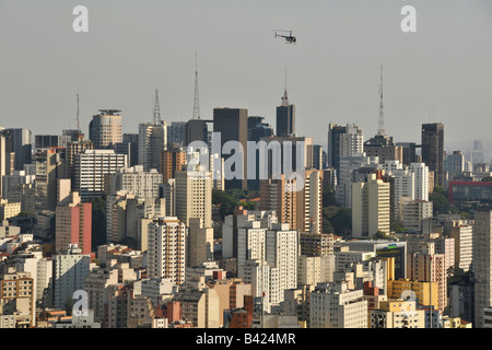 Sao Paulo e vista elicottero dal tetto del Palazzo Italia Brasile Foto Stock