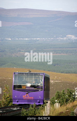 La zona di Cairngorm, Scozia. La Cairngorm ferrovia di montagna è una funicolare funivia. Foto Stock