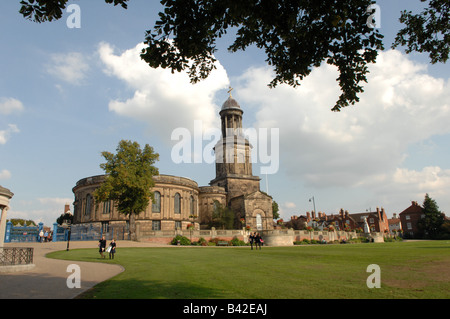 St Chads chiesa dalla cava motivi a Shrewsbury Shropshire costruito da Thomas Telford Foto Stock