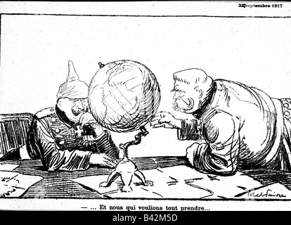 Eventi, Prima guerra mondiale / WWI, propaganda, caricatura francese, '... Et nous qui vouchions tout prendre ... (... E noi che volevamo prenderlo tutto...), disegno di Abel Faivre, Francia, 22.9.1917, Foto Stock