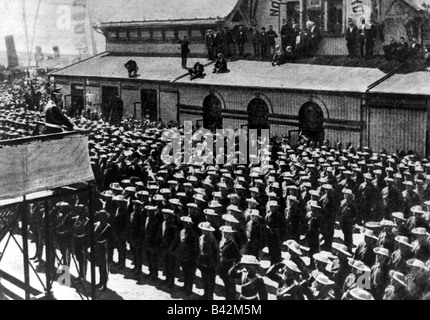 Geografia / viaggio, Cina, Boxer Rebellion 1900, l'imperatore Guglielmo II sta salutando le truppe tedesche, Bremerhaven, 27.7.1900, Foto Stock