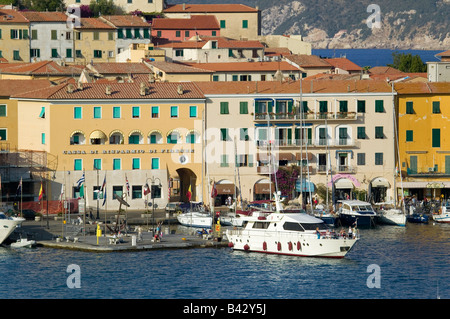 Vista dell'acqua della torre della Linguell, Portoferraio, Provincia di Livorno, sull'isola d'Elba nel arcipelago toscano di Foto Stock