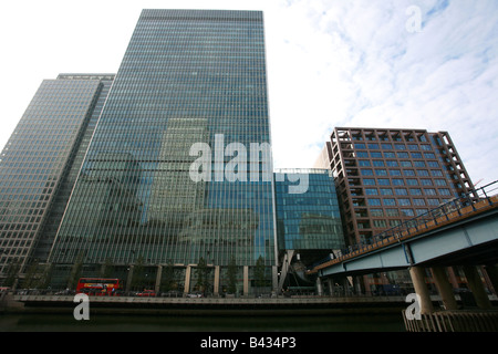 Lehman Brothers edificio Londra Bank Street Canary Wharf Docklands finanziario area banking district Londra UK Head office Foto Stock