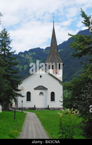 Chiesa in Lauterbrunnen regione di Jungfrau Cantone Bernese svizzera Foto Stock