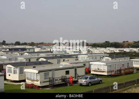 Roulotte statiche case vacanza in un luogo di villeggiatura, Lincolnshire, England, Regno Unito Foto Stock