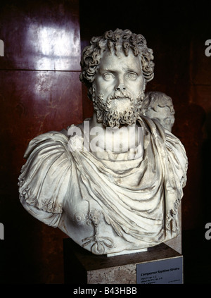 Septimius Severus, Lucius, 11.4.146 - 4.2.211 d.C., imperatore romano dal 9.4.193, ritratto, busto, marmo, inizio 2nd secolo d.C., Louvre, Parigi, Foto Stock