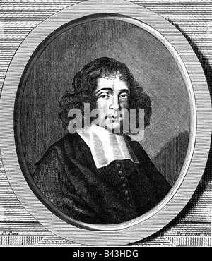 Spinoza, Benedictus (Baruk) de, 24.11.1632 - 21.2.1677, filosofo olandese, ritratto, incisione su rame, da Etienne Fessard (1714 - 1774), artista del diritto d'autore non deve essere cancellata Foto Stock
