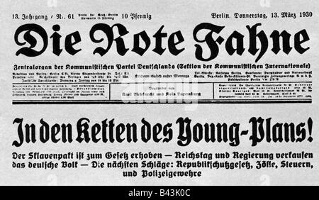 Stampa / media, riviste / riviste, 'Dies Rote Fahne', 13. Jahrgang, Nr. 61, Berlin, 13.3.1930, Title, , Foto Stock