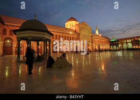 La Moschea Umayyad di notte, Damasco, Siria Foto Stock