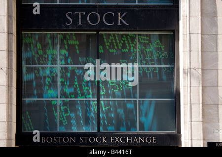 Stock Exchange board di Boston Foto Stock