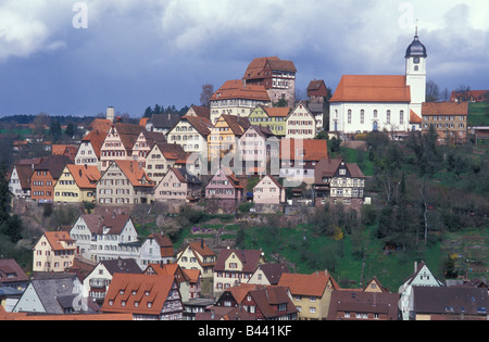 Paesaggio di Altensteig Foresta Nera Baden Wurttemberg Germania Foto Stock