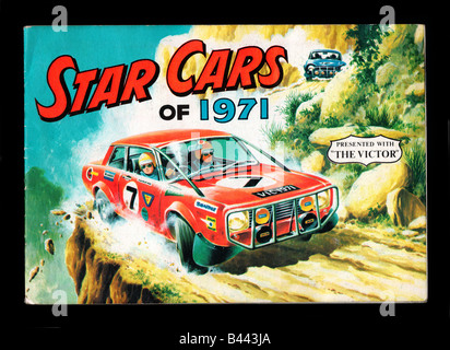 Star Cars sticker picture card album picture card album presentato come un dono con i bambini il fumetto di Victor nel 1971 Foto Stock