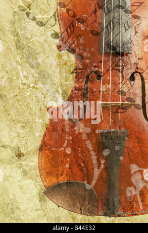 Musica di sottofondo con il vecchio violino in stile grunge Foto Stock