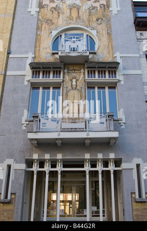 Paul Cauchie's edificio Art Nouveau 'Maison de Cauchie' costruito 1905 e rinnovato 2001, 5 rue des franchi, Bruxelles, Belgio Foto Stock