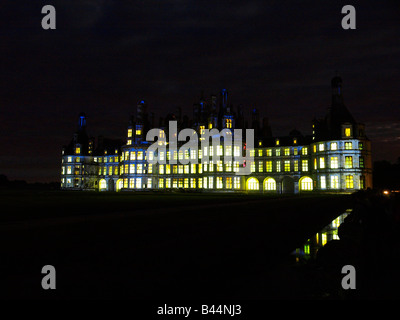 Proiezione di luce, castello della Loira, Chateau de Chambord, Francia Foto Stock