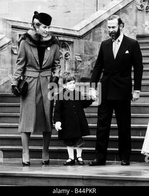 La Principessa Michael del Kent con il marito e il figlio a Windsor Dicembre 1982 Foto Stock