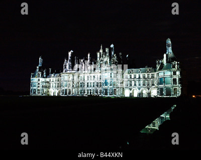 Proiezione di luce, castello della Loira, Chateau de Chambord, Francia Foto Stock