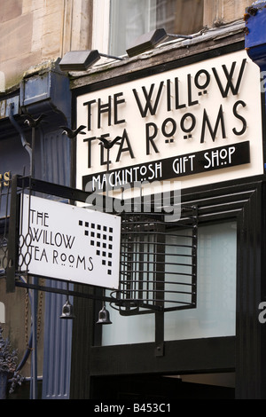 Regno Unito Scozia Glasgow Buchanan Street ricreato Willow Tea Room segno esterno Foto Stock