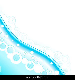 Illustrazione vettoriale di un funky design retrò elemento ad angolo in colore blu con bolle stilizzati Foto Stock