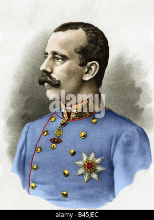 Rudolf, 21.8.1858 - 30.1.1889, Principe ereditario d'Austria-Ungheria, ritratto, incisione di Josef Eberle, Vienna, circa 1890, Foto Stock